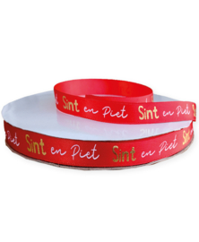 satijnlint Sint en Piet rood/wit/goud