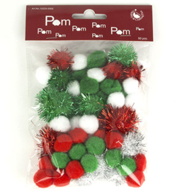 pompom  mix | rood wit groen