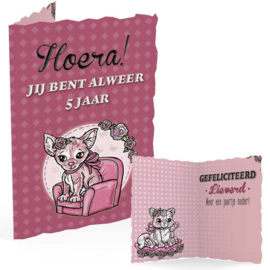 wenskaart meisje 5 jaar | Yvonnen Creations