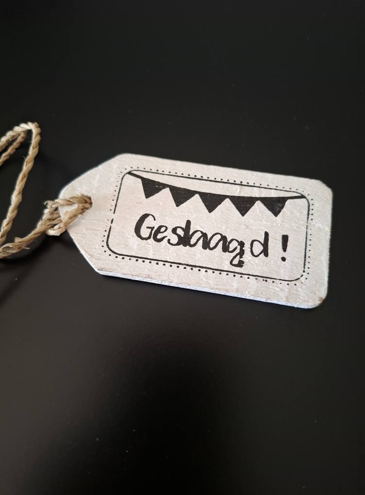 houten label | geslaagd