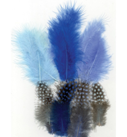 marabou/parelhoen veertjes mix blauw