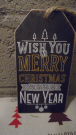 houten label: wish you a merry christmas