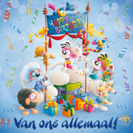Diddl 3D-wenskaart – Happy birthday van ons allemaal!