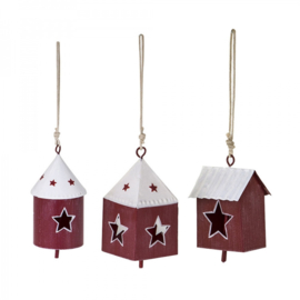 metalen huisjes rood/wit