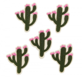 patch/applicatie cactus met roze bloem