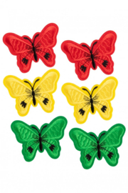applicatie 3 vlinders rood geel groen