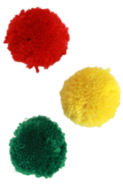 pompom 5 cm rood/geel/groen