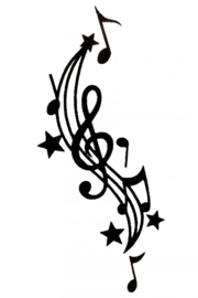 QuickTattoo glitter sjabloon muzieknoot