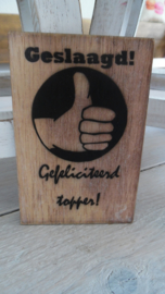 houten postkaart | geslaagd