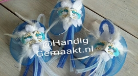 broche tube met masker | blauw/wit