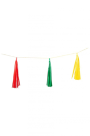 Tassel guirlande rood geel groen 6 mtr