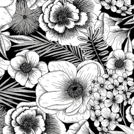 Cricut Joy ™ Deluxe-papier met lijm, zwart en wit botanicals