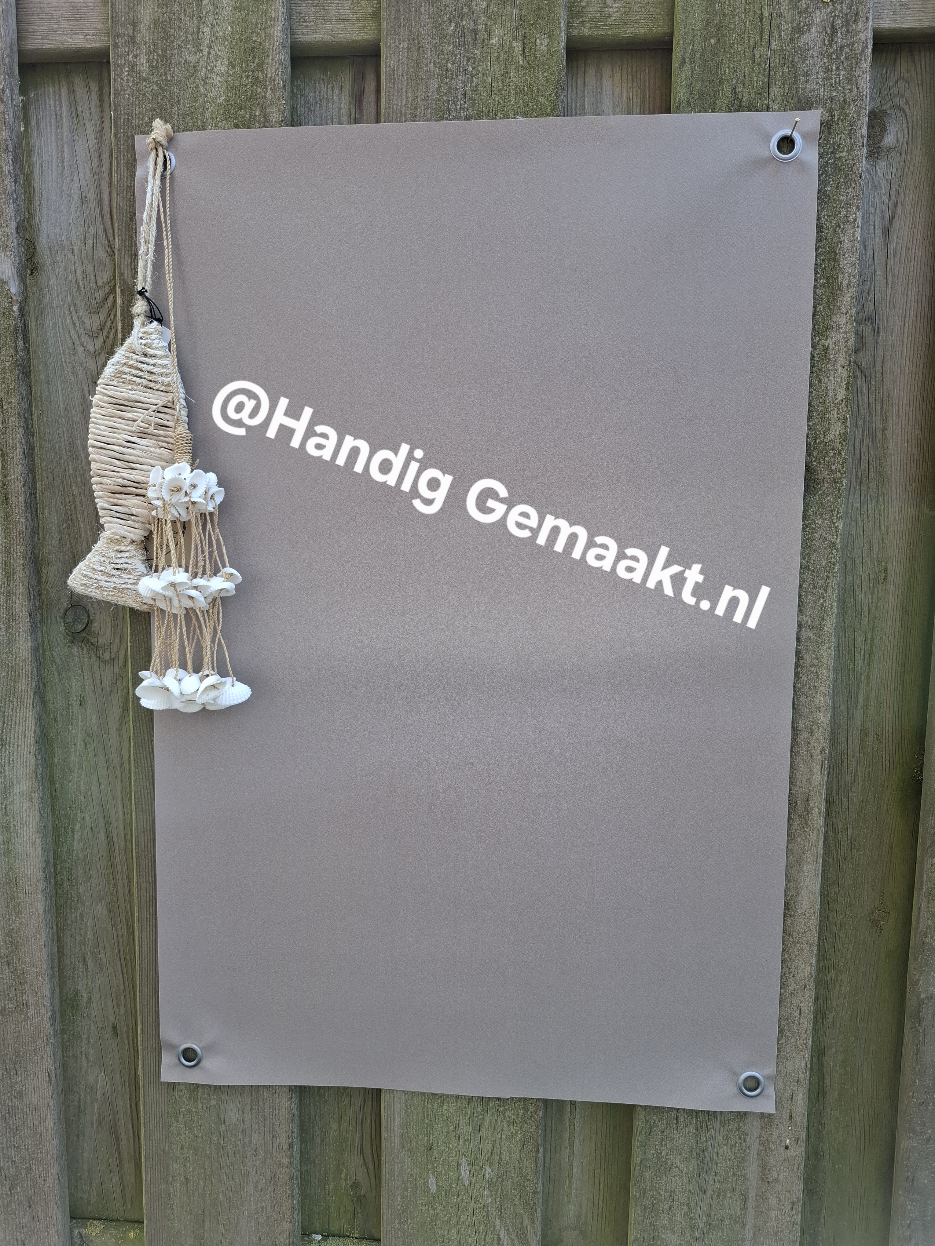 blanco tuinposter / woonposter met ringen | taupe