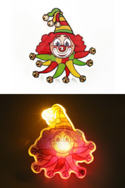 broche clown met licht | rood geel groen