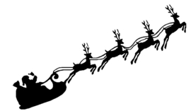 statische raamsticker | kerstman in slee wit