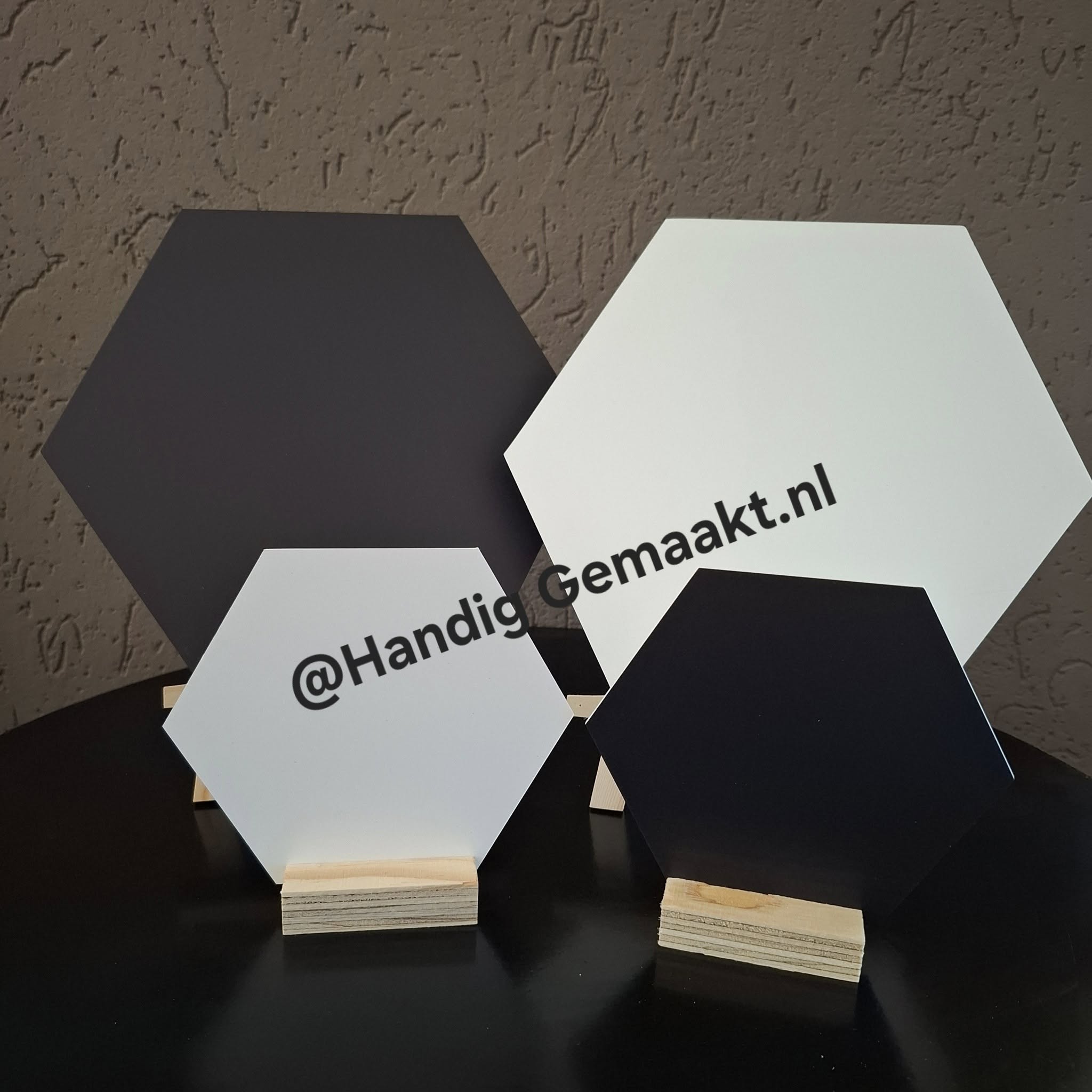 blanco hexagon bord zwart & taupe