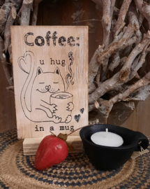 houten postkaart | U hug in a mug