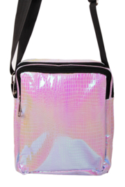 Handtasje slangeleer print licht paars