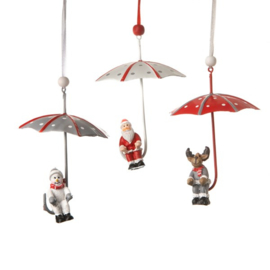 metalen paraplu met kerstfiguur