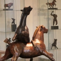 Bronzen beeld "La bataille des chevaux"