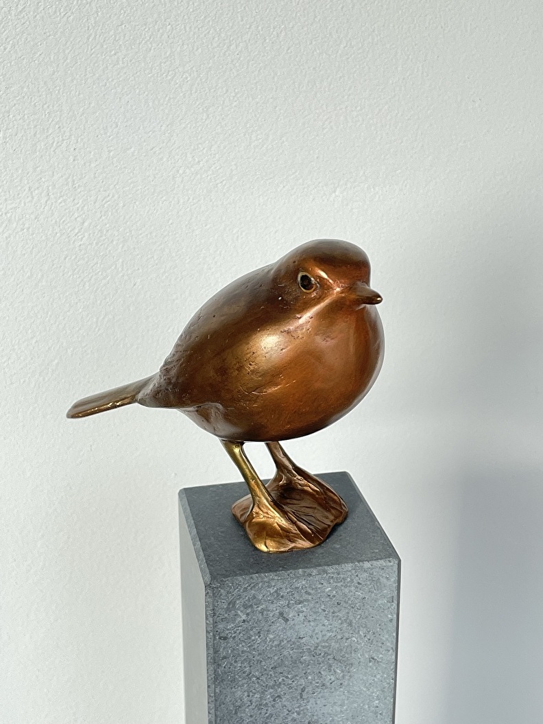 Bronze sculpture Beloved Robin - Birdart