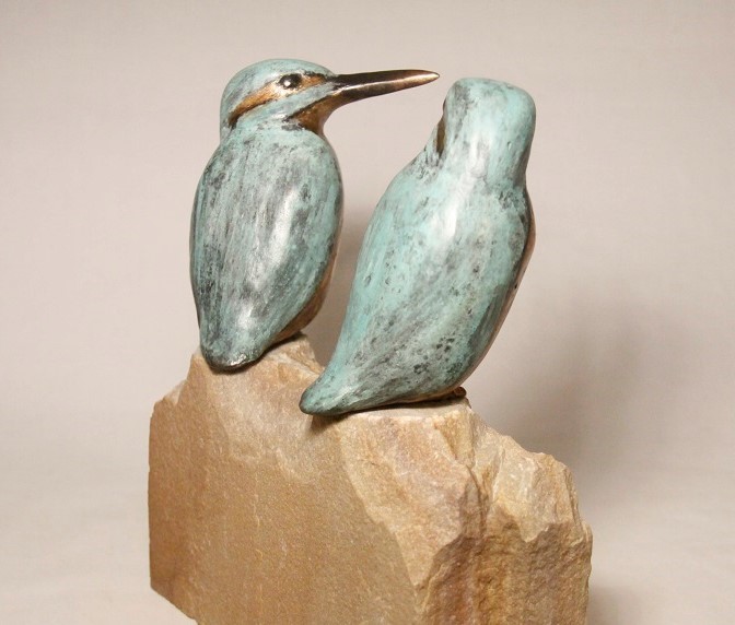 Huwelijkscadeau - Together with you - bronzen ijsvogeltjes