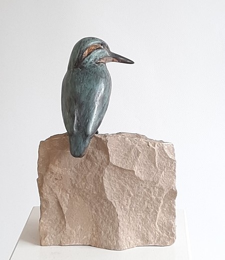 Bronzen beelden vogels - ijsvogel