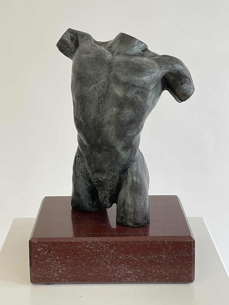 Bronzen beeld atleet - torso gepatineerd