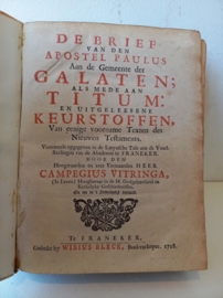 Vitringa, Campegius-De Brief aan de Galaten als mede aan Titum en Keurstoffen