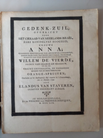 Staveren, Elandus van-Gedenk-zuil voor Anna, weduwe van Willem de Vierde