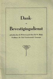 Blaak, Ds. W.H.-Dank- en Bevestigingsdienst