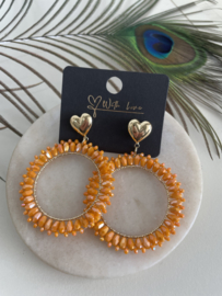 Statement earrings | gold and orange