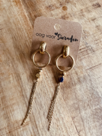 Rvs oorbellen | goud met hanger