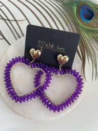Statement earrings | gold and purple
