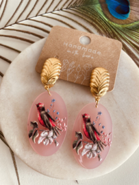 Oorbellen met clips | goud met roze