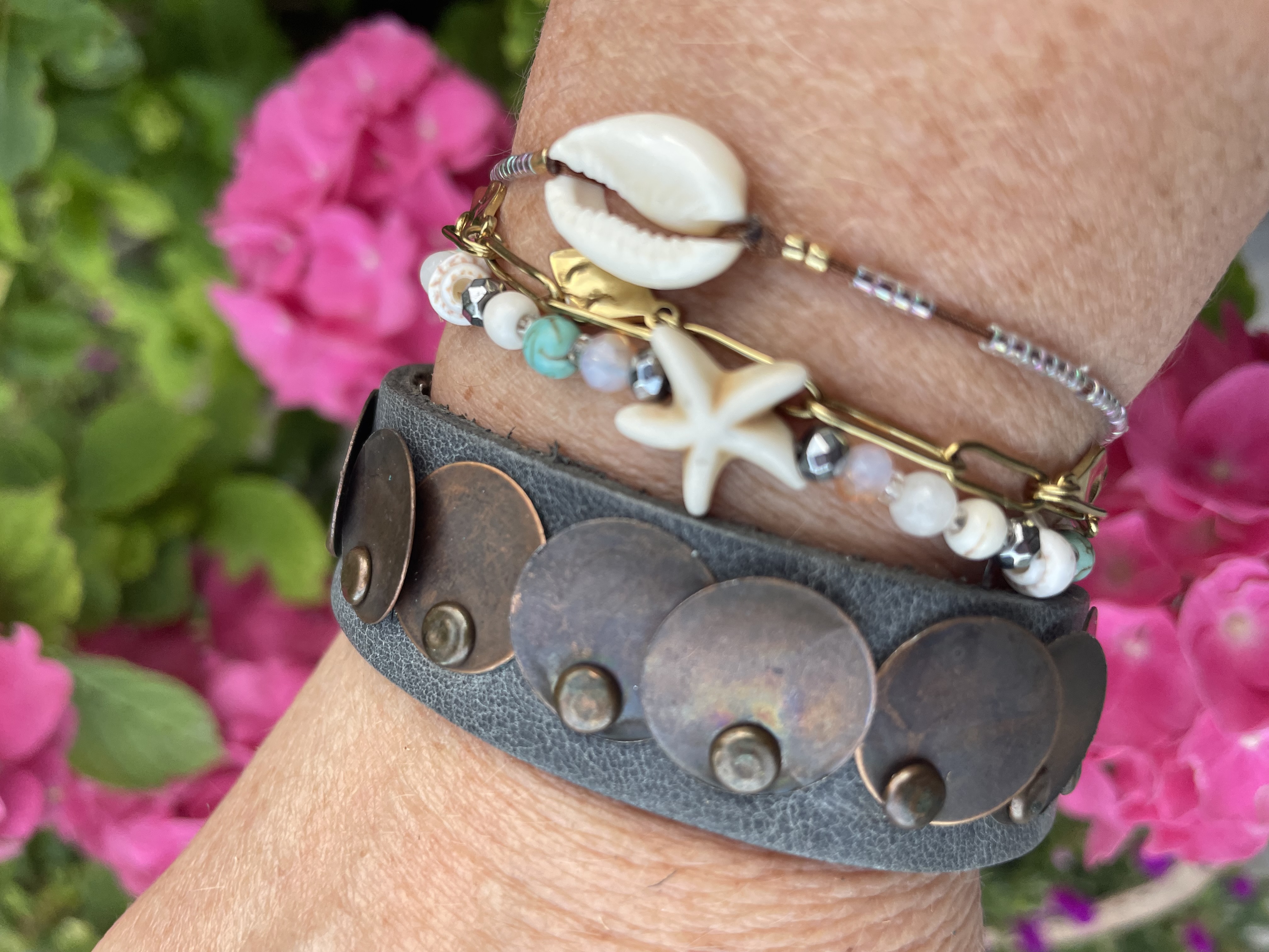 Stoere armband | echt leer | kleur blauw
