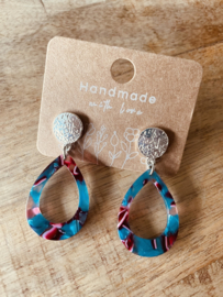 Handmade with love | zilver met blauw en roze