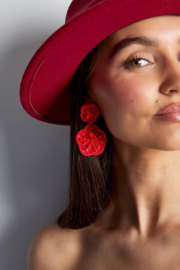 Statement earrings | pink flower