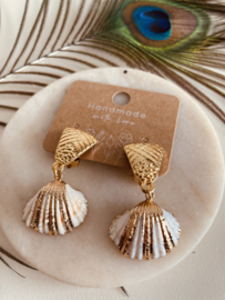 Oorbellen met clips | goud met wit