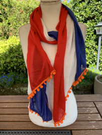 Rood-wit-blauwe sjaal met oranje bolletjes  WK | EK | Koningsdag