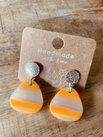 Handmade with love | zilver met beige en oranje