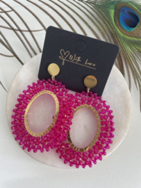 Statement earrings | gold and fuchsia
