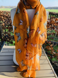 Oranje sjaal met vlinders