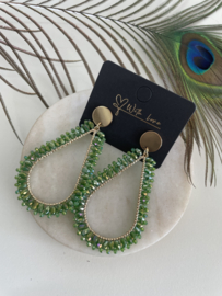 Statement earrings | gold and green