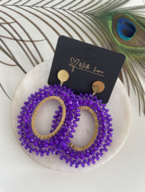 Statement earrings | gold and purple