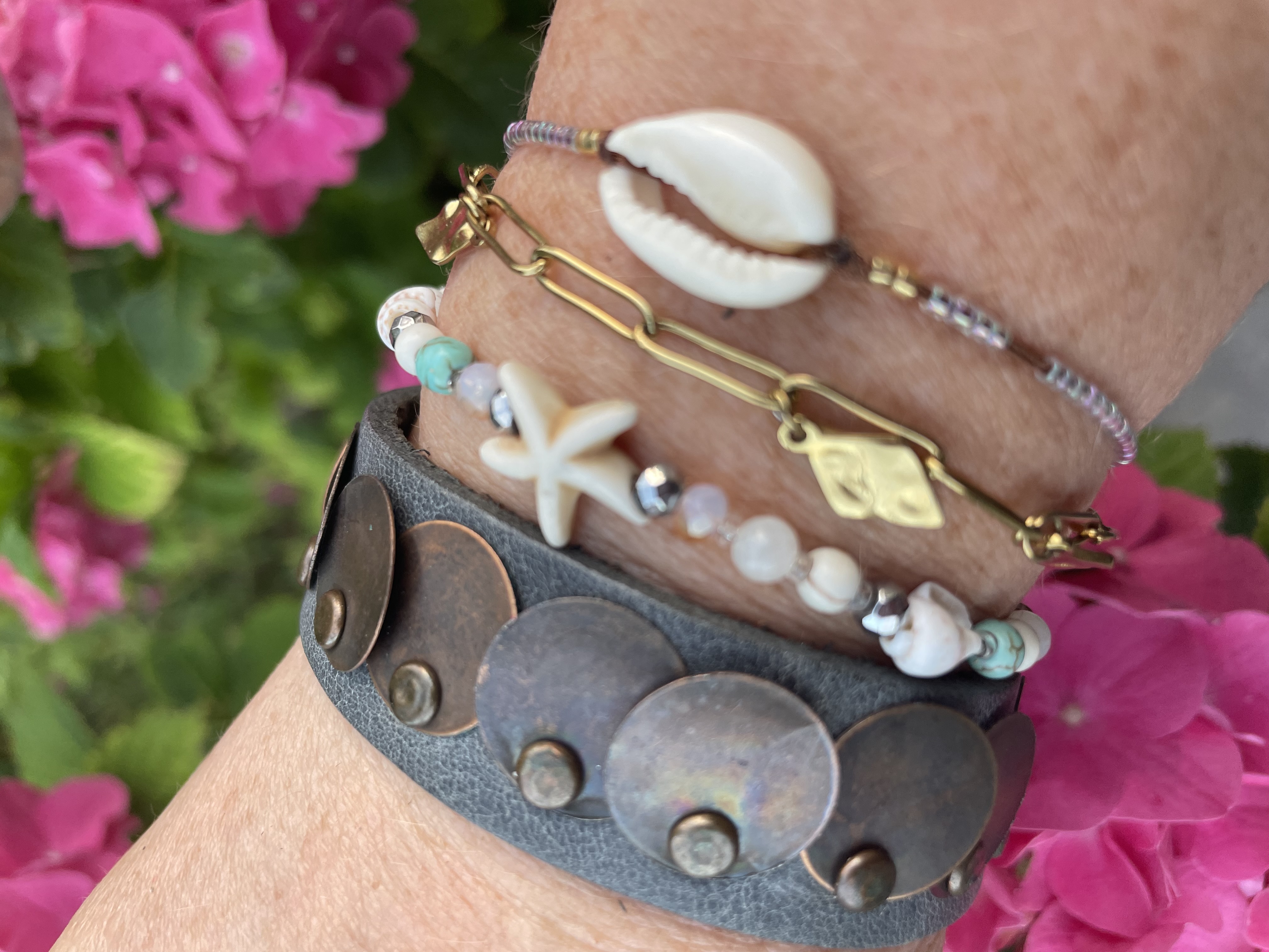 Stoere armband | echt leer | kleur blauw