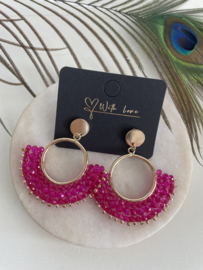 Statement earrings | gold and pink