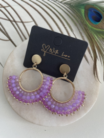 Statement earrings | gold and purple
