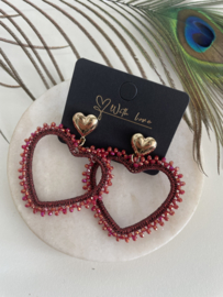 Statement earrings | gold and red