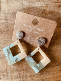 Handmade with love | zilver met beige en groen